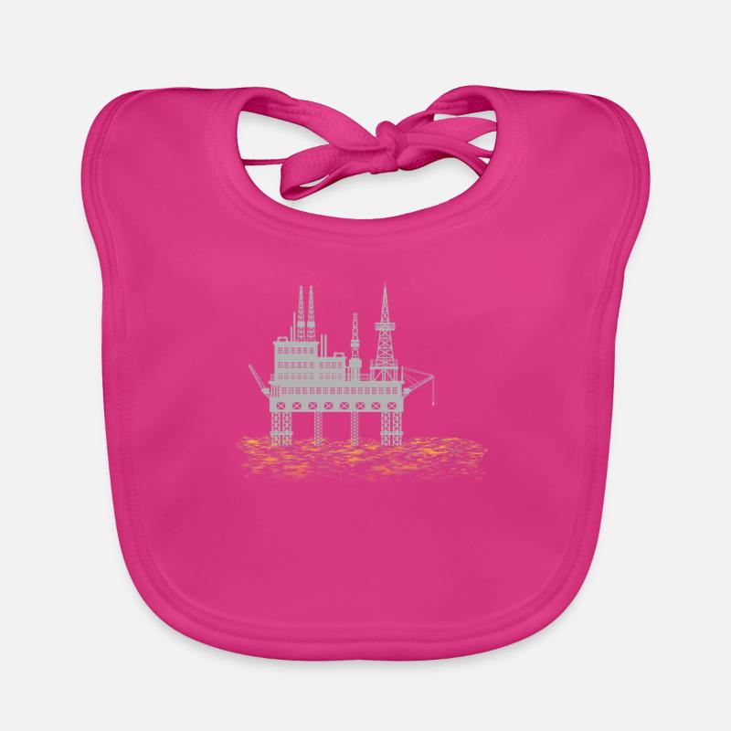 Plateforme de forage - plate-forme pétrolière - Bavoir bio Bébé - fuchsia