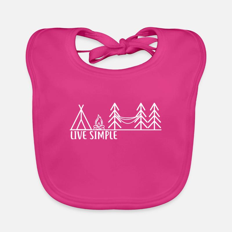 Live Simple Campfire Camping Camper Gift - Bavoir bio Bébé - fuchsia