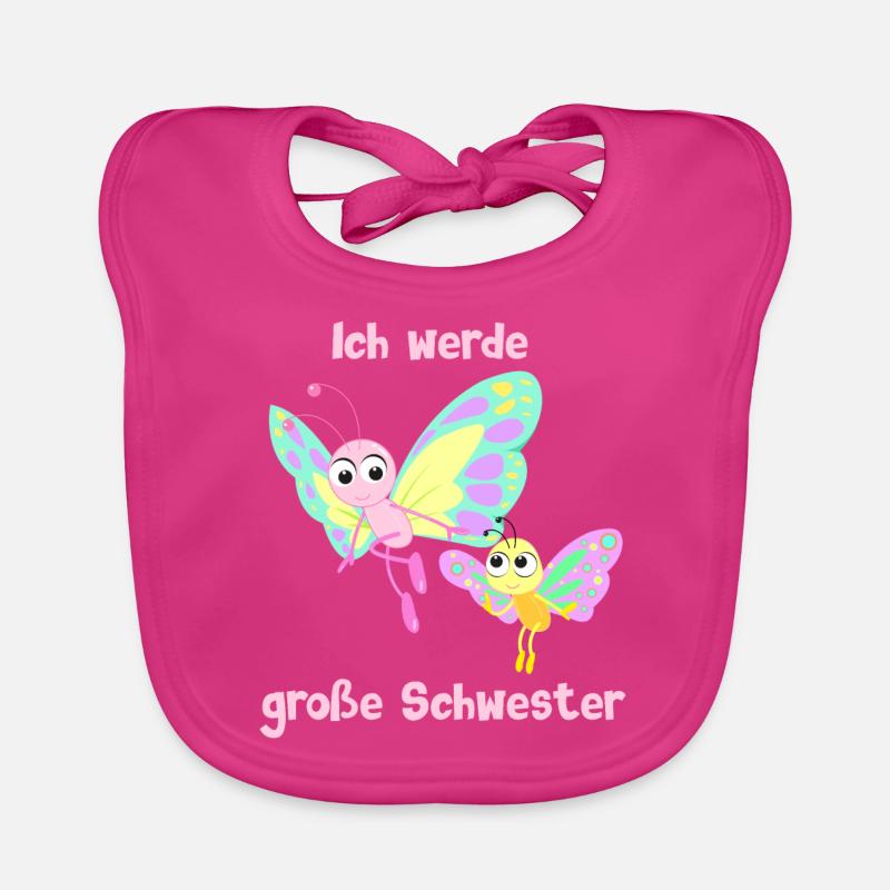 Ich werde große Schwester - Schmetterling Baby Bio-Lätzchen