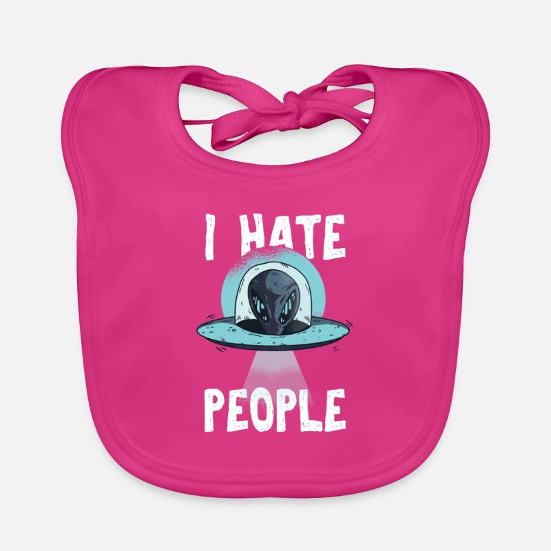 I Hate People Gift Alien Flying Saucer Organic Baby Bibs