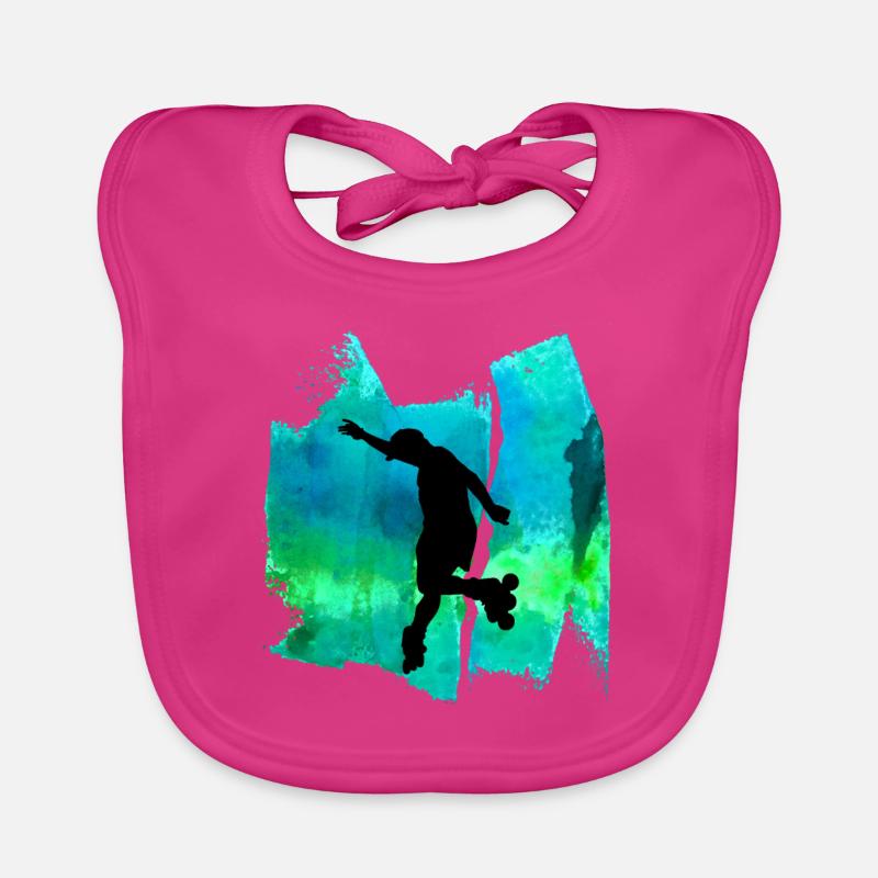 Rollerskates Roller rollerblades Rollerblades T Shirt - Bavoir bio Bébé - fuchsia
