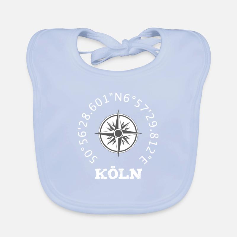 Cologne compass coordinates longitude gift Organic Baby Bibs
