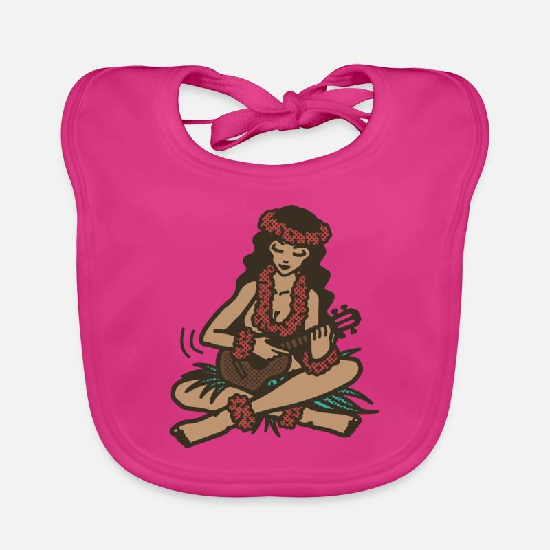 Hula Mädchen mit Ukulele Baby Bio-Lätzchen