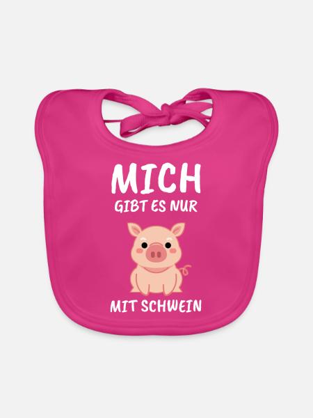 Schwein Schweine Schweinchen Spruch Geschenk - Baby Bio-Lätzchen - Fuchsia