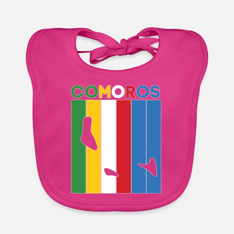 Drapeau et frontière du pays des Comores - Bavoir bio Bébé - fuchsia