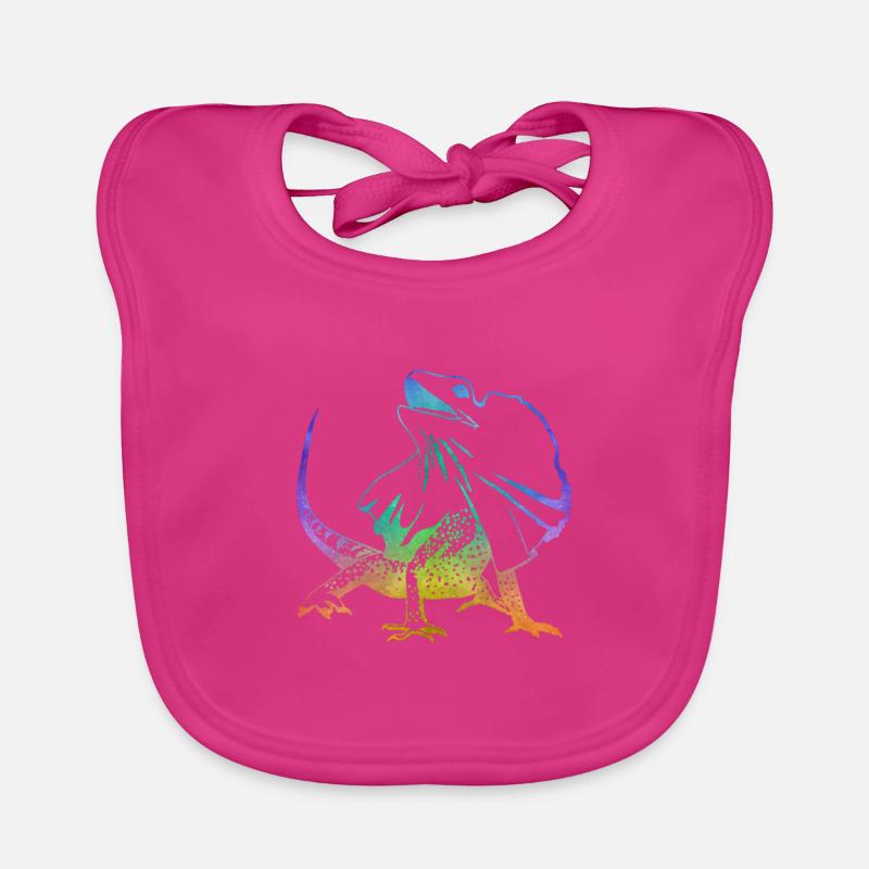 Collared Lizard Frilled Neck Lizard Outline Organic Baby Bibs