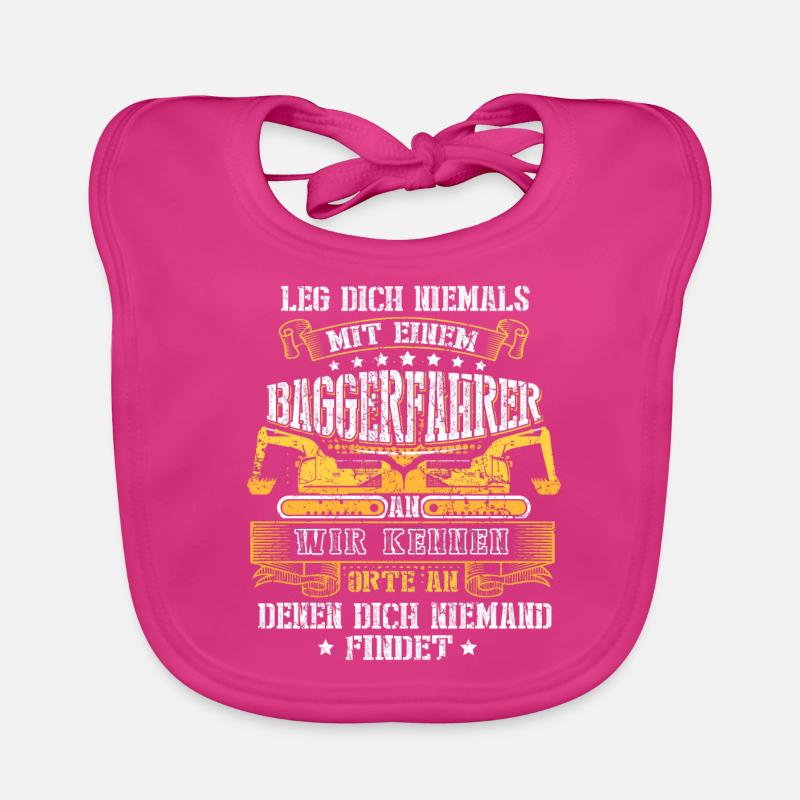 Bagger Baggerfahrer Bauarbeiter Geschenk - Baby Bio-Lätzchen - Fuchsia