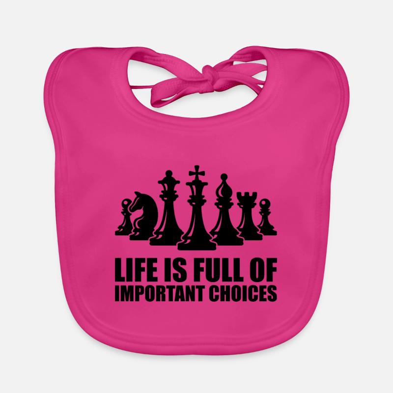 échecs - Bavoir bio Bébé - fuchsia
