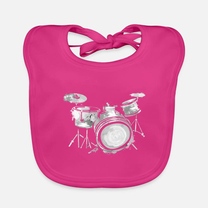 Le batteur - Bavoir bio Bébé - fuchsia
