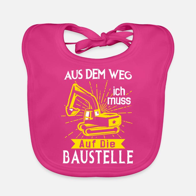 Baustelle Bagger Baggerfahrer Geschenk - Baby Bio-Lätzchen - Fuchsia