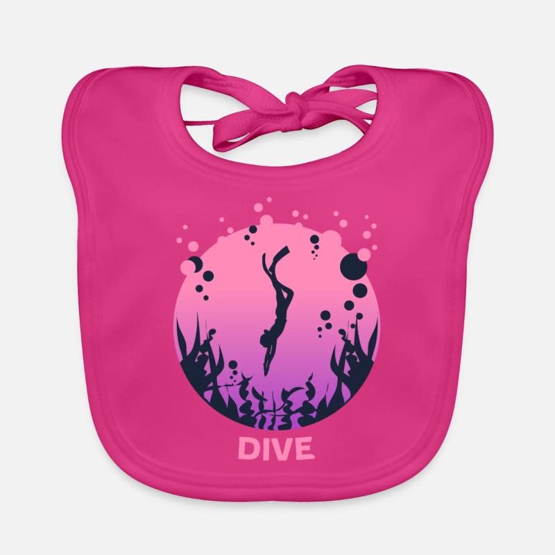 Plongée Plongée Plongée Plongée Motif Dames - Bavoir bio Bébé - fuchsia