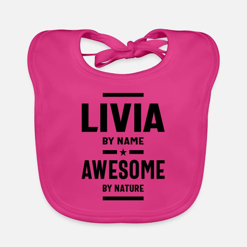 Livia Personalized Name Birthday Gift Organic Baby Bibs