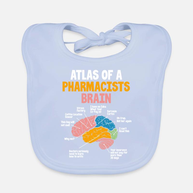 Pharmacists brain Pharmacy Technician Stud Organic Baby Bibs