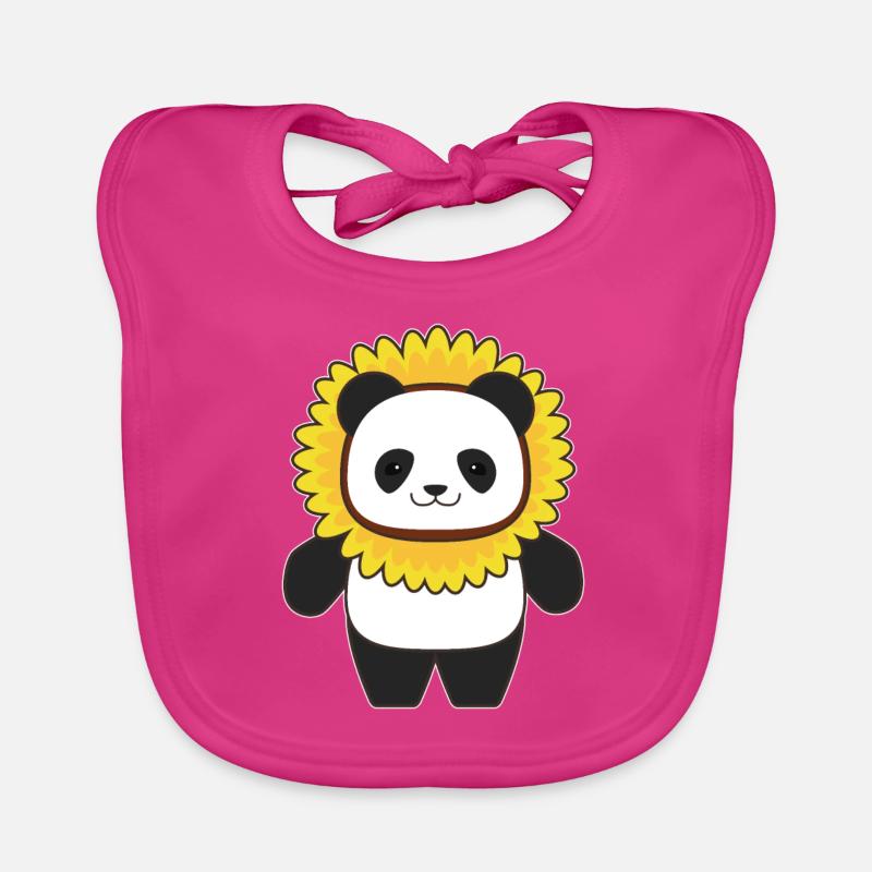 Panda mit Sonnenblume Baby Bio-Lätzchen
