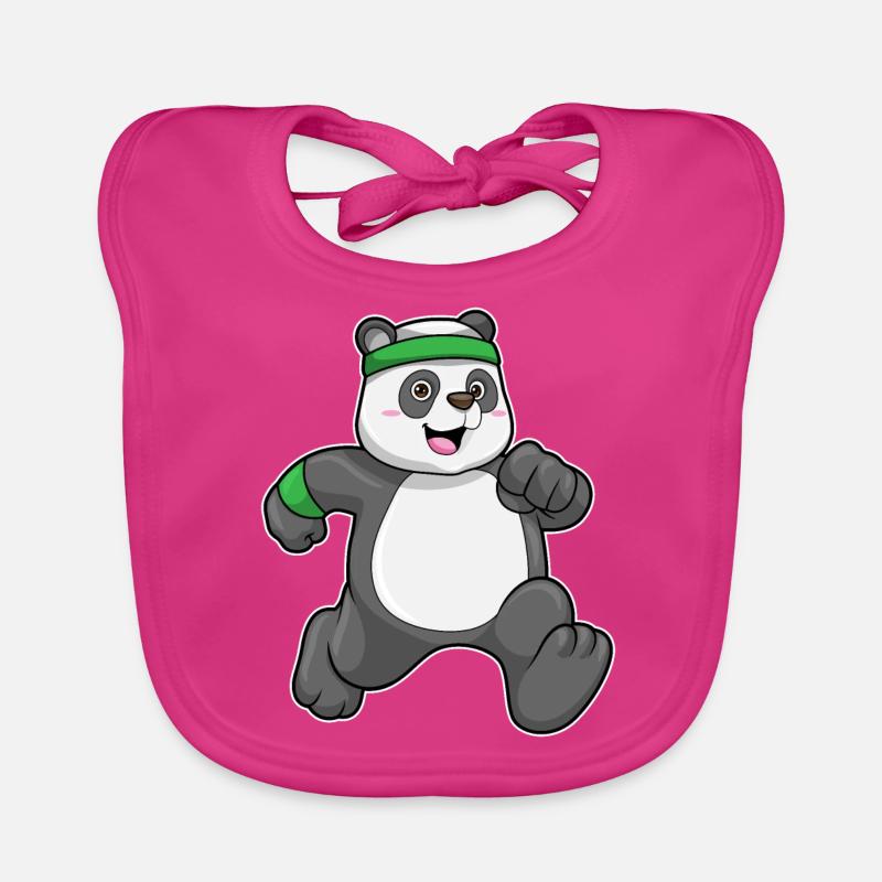 Jogging Panda avec bandeau et bandeau - Bavoir bio Bébé - fuchsia