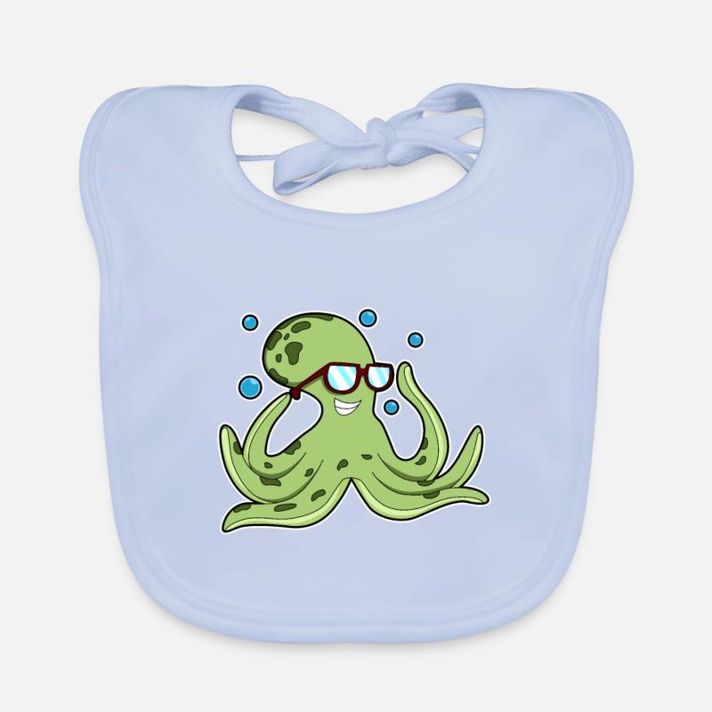 Krake mit Brille Baby Bio-Lätzchen