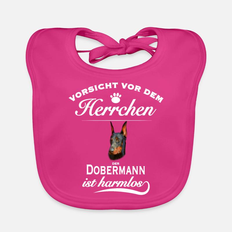 Dobermann - Vorsicht vor dem Herrchen Baby Bio-Lätzchen