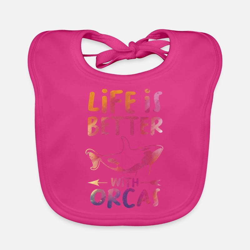 Orque Orca Cadeau - Bavoir bio Bébé - fuchsia