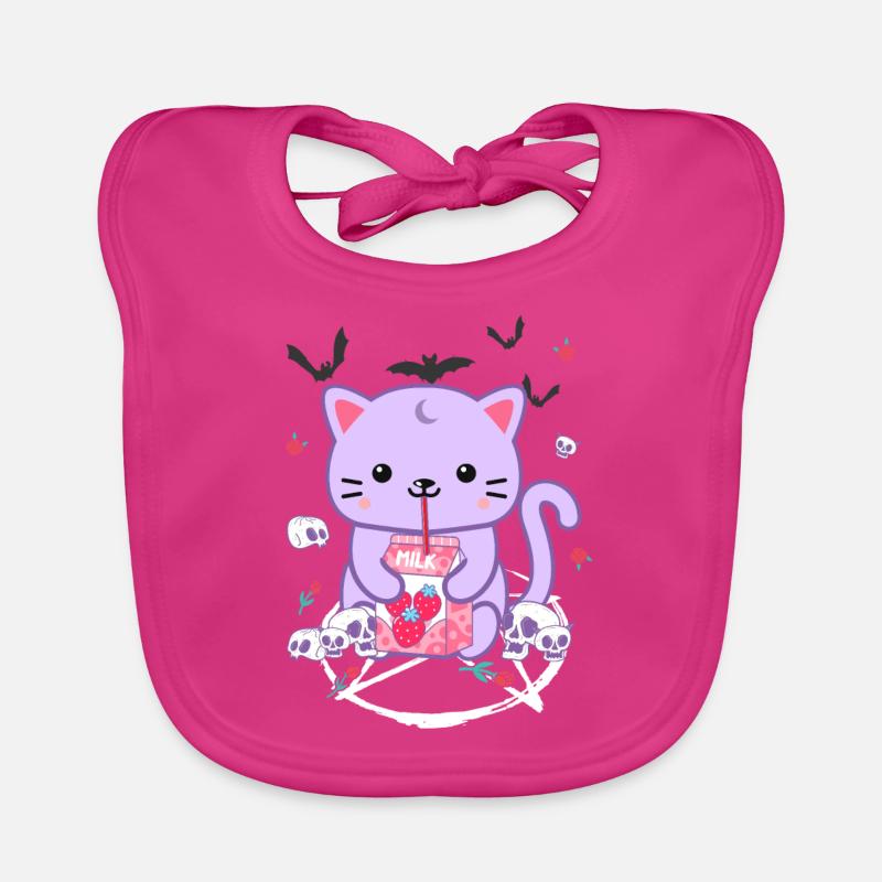 Katze Erdbeermilch Goth-Katze Goth Geschenk Baby Bio-Lätzchen