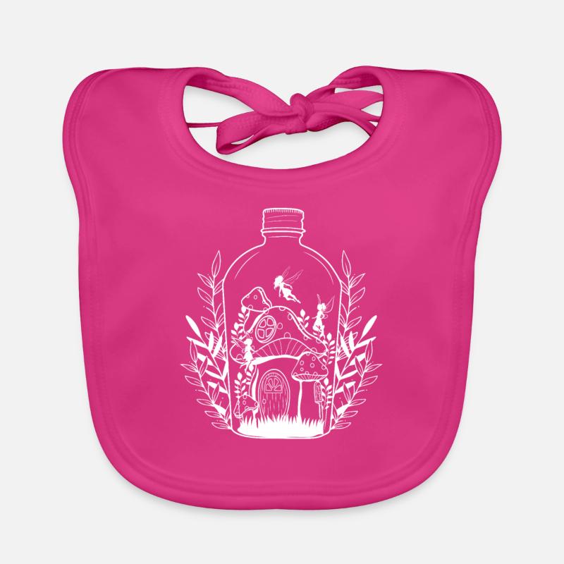 Cottagecore Bouteille Esthétique Champignon Maison Fée Bavoir bio Bébé