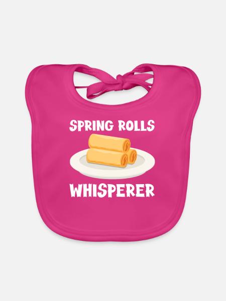 Spring Rolls Whisperer - Organic Baby Bibs - fuchsia - Front