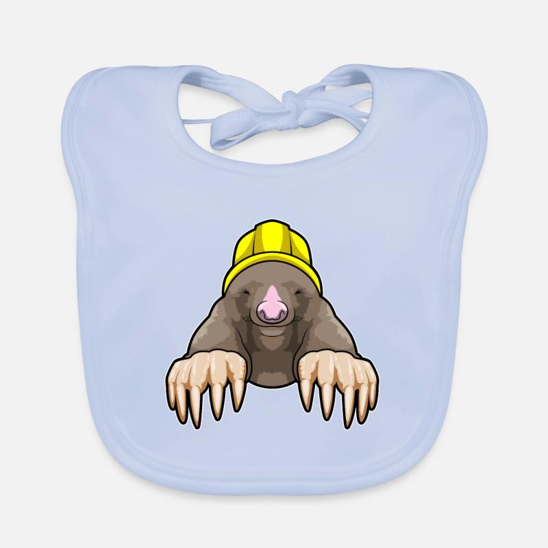 Maulwurf als Bergmann mit Helm Baby Bio-Lätzchen