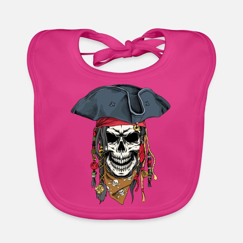 Crâne de pirate - Bavoir bio Bébé - fuchsia