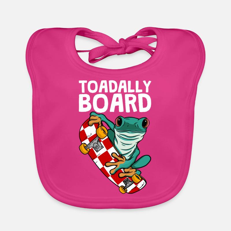 Frog Skateboarding Skateboard Toadally Board - Bavoir bio Bébé - fuchsia