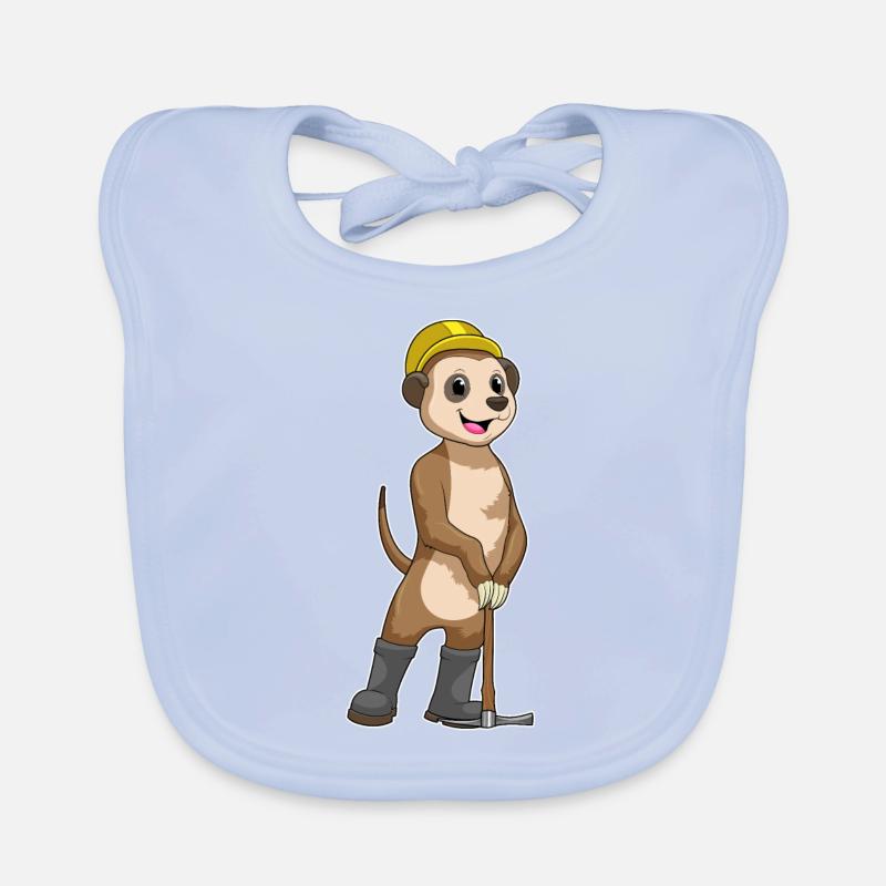 Erdmännchen als Bergarbeiter mit Spitzhacke Baby Bio-Lätzchen