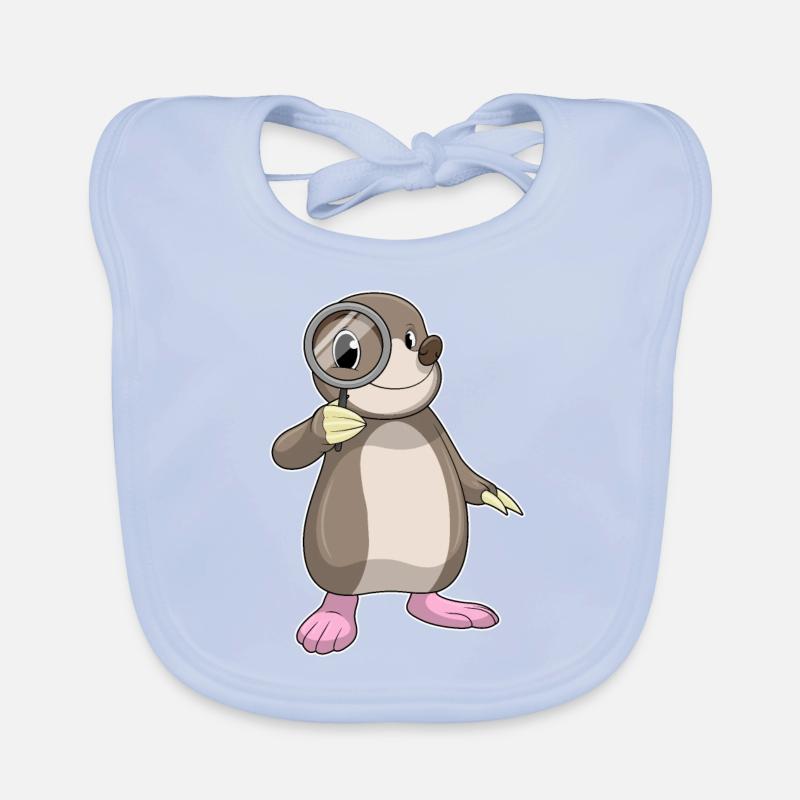 Mole with magnifying glass Organic Baby Bibs
