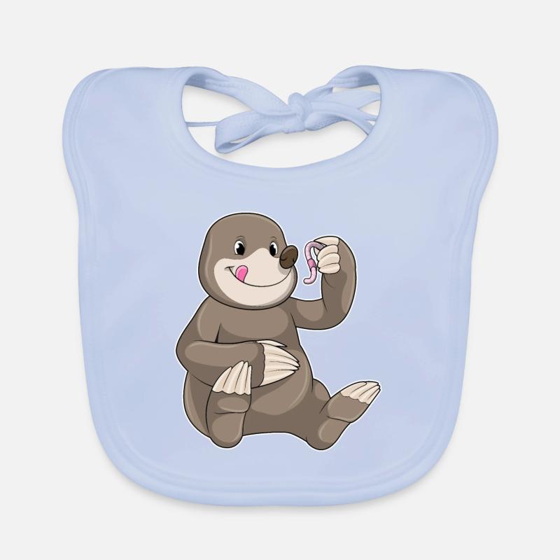 Maulwurf mit Regenwurm Baby Bio-Lätzchen