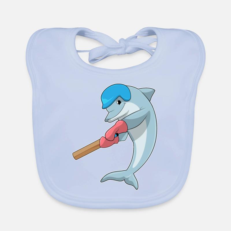 Dolphin cricket avec batte de cricket Bavoir bio Bébé