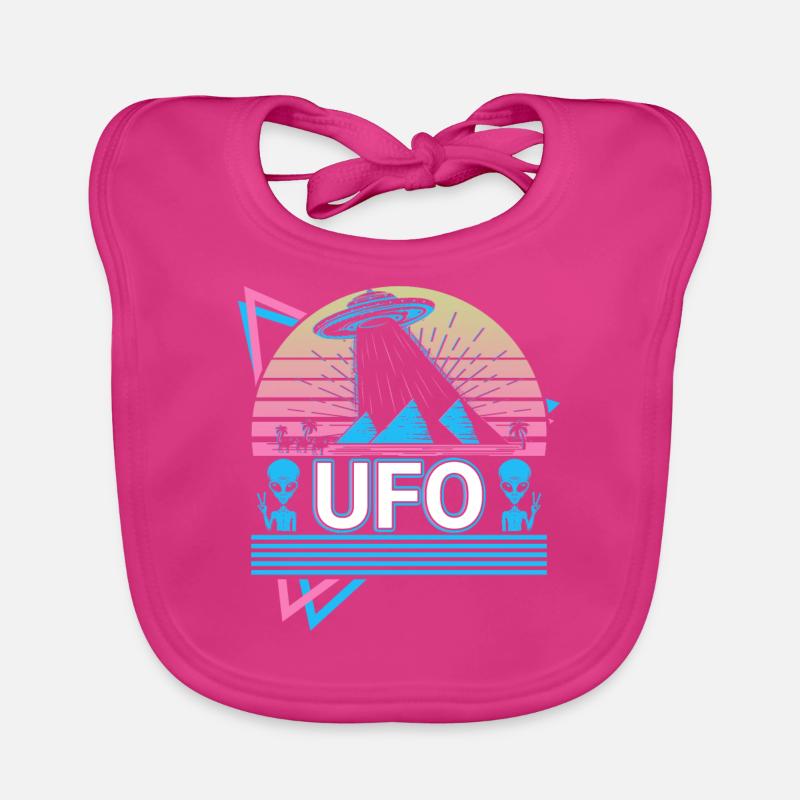 Ufo Alien Kidnapping Retro Gift - Bavoir bio Bébé - fuchsia