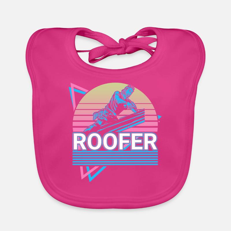 Roofer Roofing Retro Gift Organic Baby Bibs