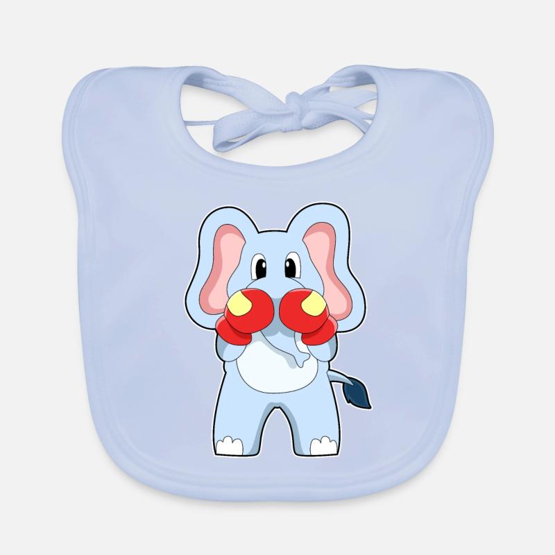 Boxe éléphant avec des gants de boxe Bavoir bio Bébé
