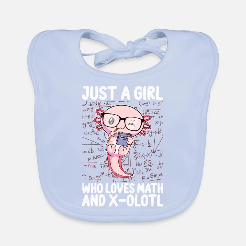 Funny Math Kawaii Axolotl Gift Organic Baby Bibs