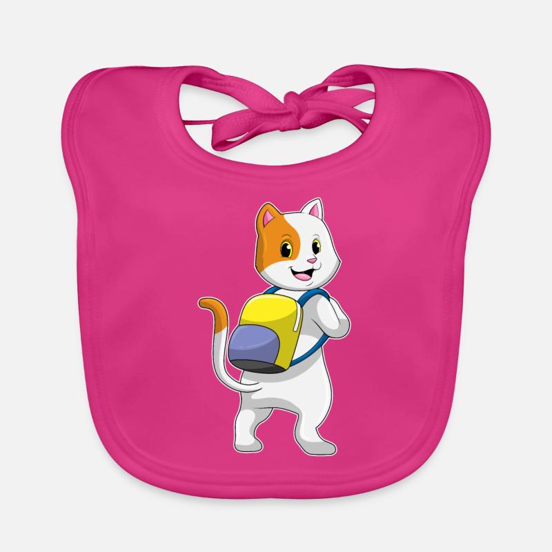 Cat as a hiker with backpack Organic Baby Bibs