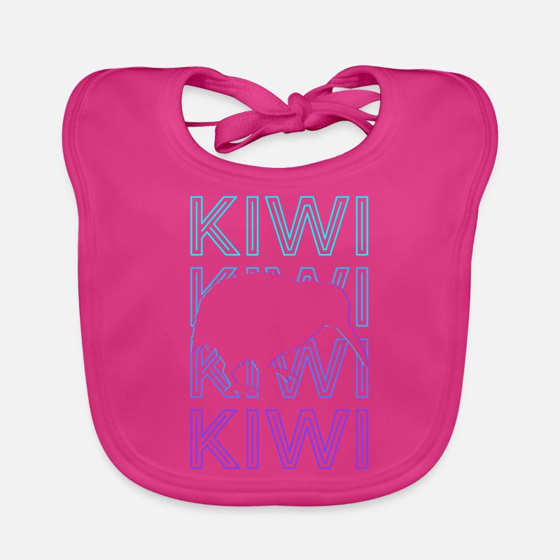 Kiwi Rétro - Bavoir bio Bébé - fuchsia