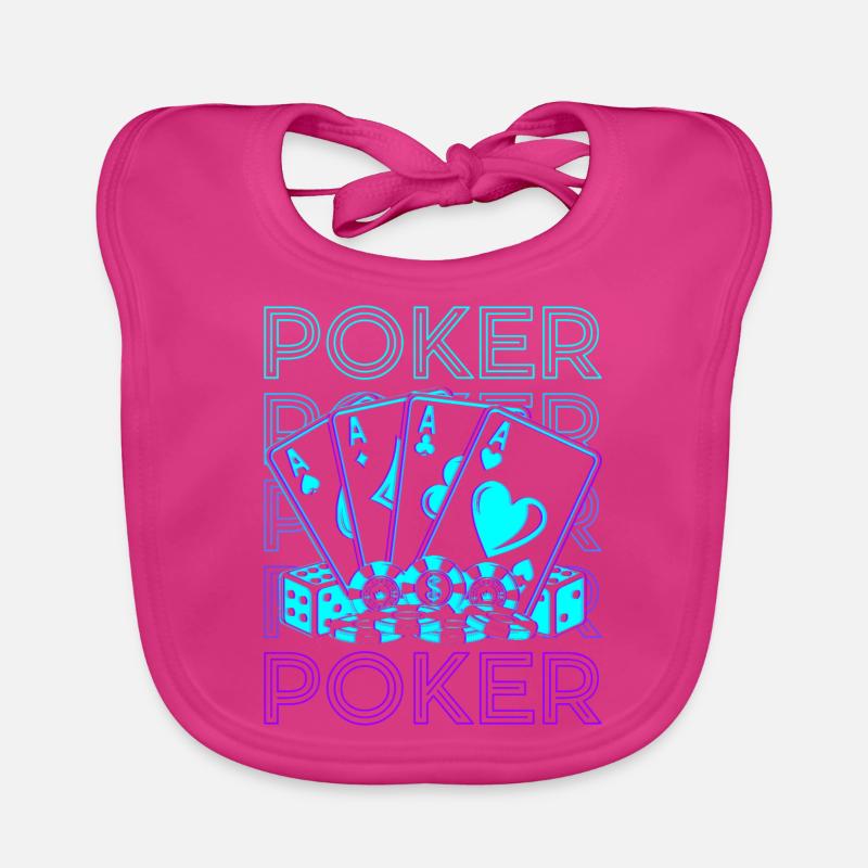 Poker Rétro - Bavoir bio Bébé - fuchsia