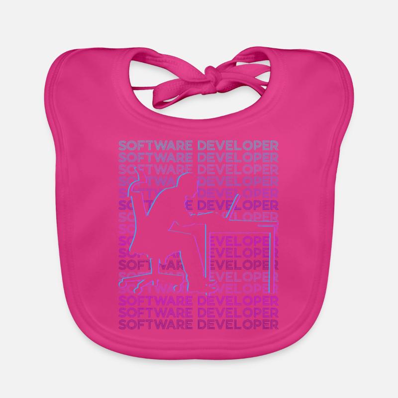 Software-Entwickler Software-Entwicklung Retro - Baby Bio-Lätzchen - Fuchsia