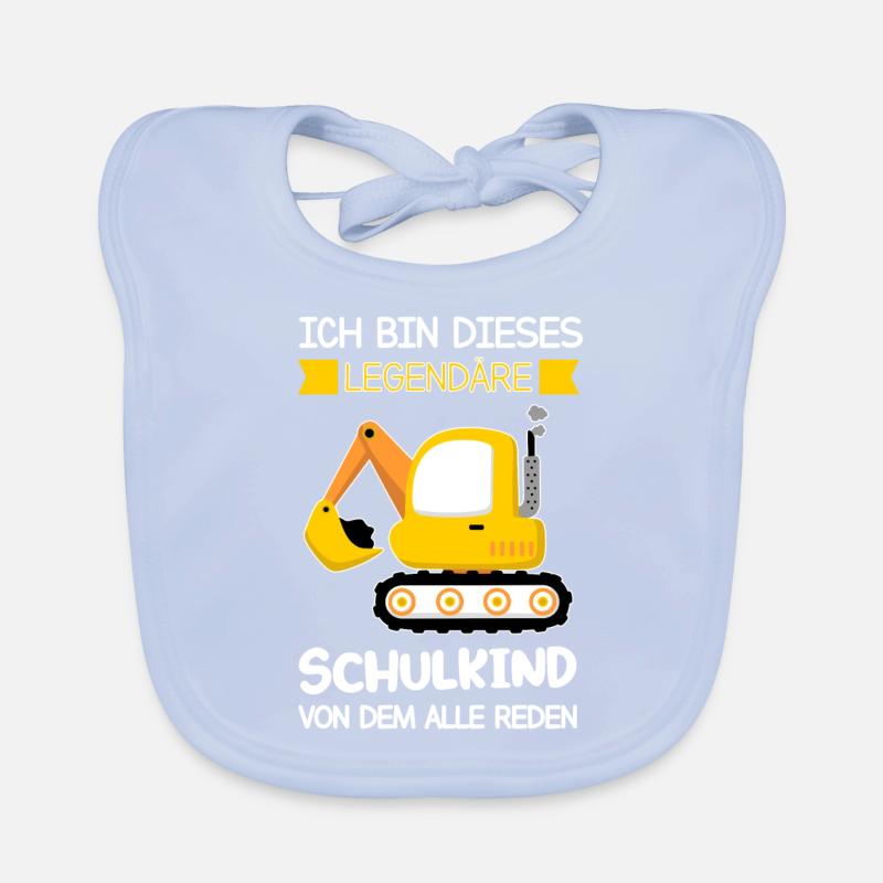 Schulkind Bagger Einschulung Geschenk Baby Bio-Lätzchen