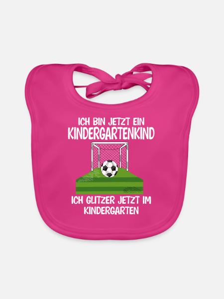 Kindergarten Fußball Kindergartenanfänger Geschenk - Baby Bio-Lätzchen - Fuchsia
