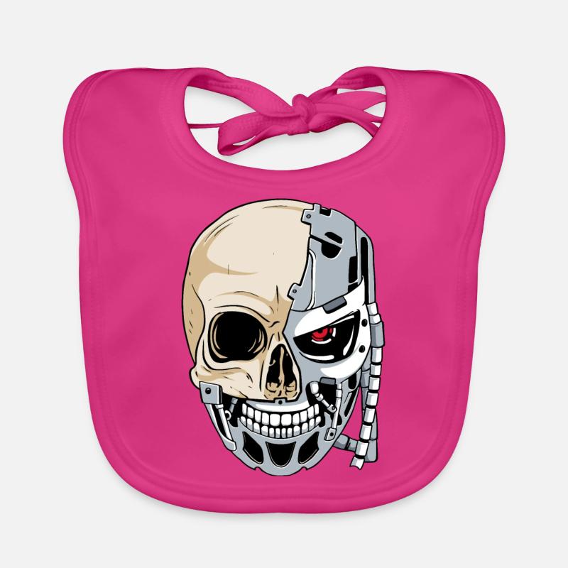 Cyborg-Schädel Cyber-Ästhetik - Baby Bio-Lätzchen - Fuchsia