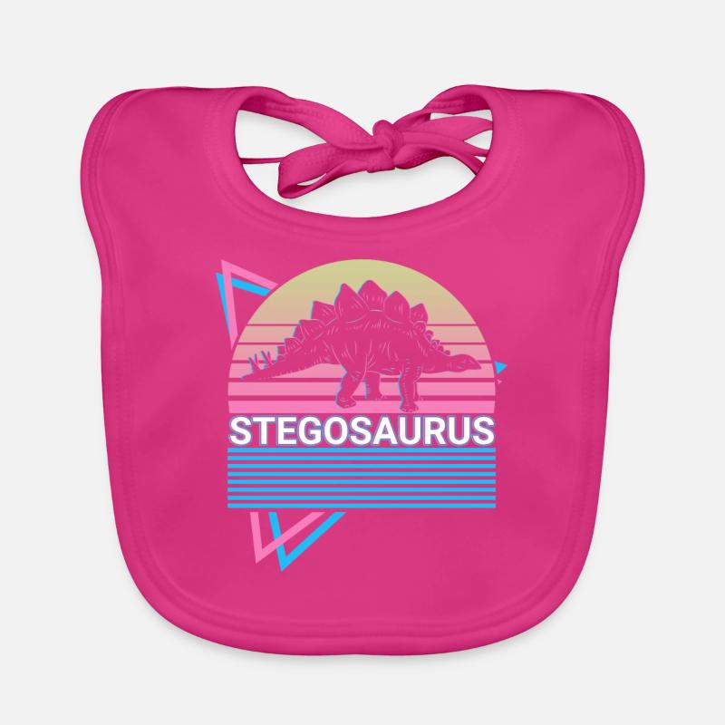 Stegosaurus Dinosaur Retro Organic Baby Bibs