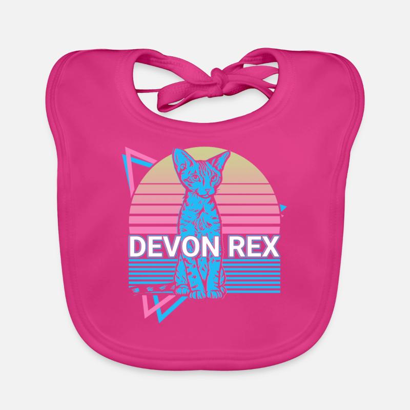 Devon Rex Cat Retro Organic Baby Bibs