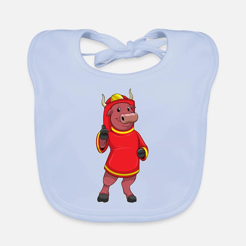 Taurus as a firefighter with helmet Organic Baby Bibs