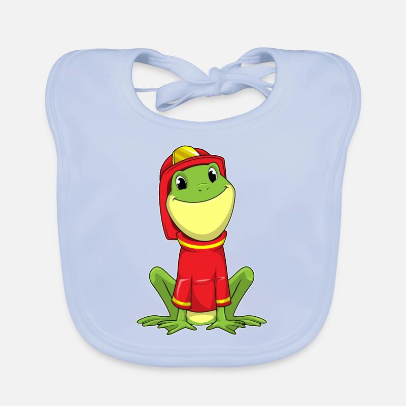 Frog as a firefighter with helmet Organic Baby Bibs