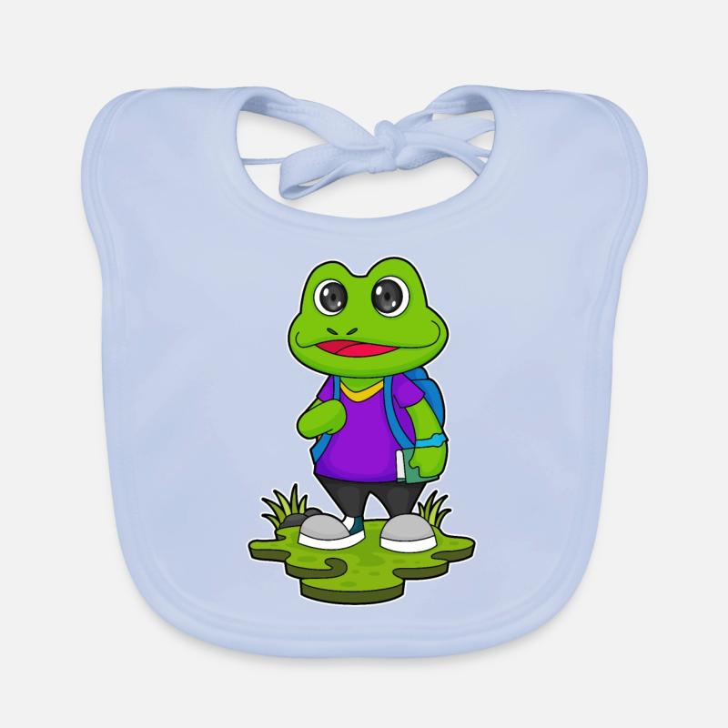 Frosch als Wanderer mit Rucksack Baby Bio-Lätzchen