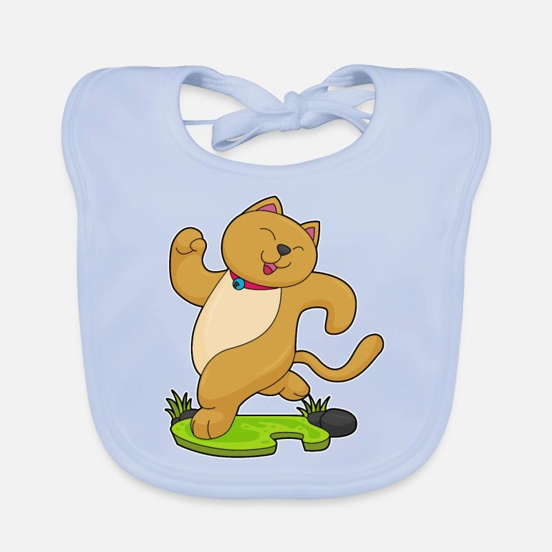 Chat avec collier en faisant du jogging Bavoir bio Bébé