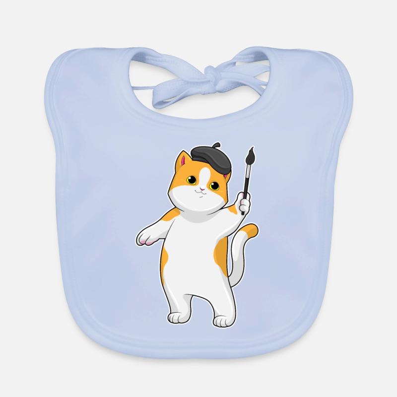 Cat as a painter with a brush Organic Baby Bibs